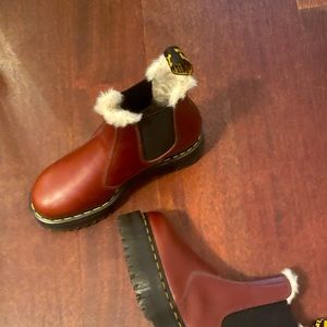 Never worn Dr. Martens platform with shearling lining.